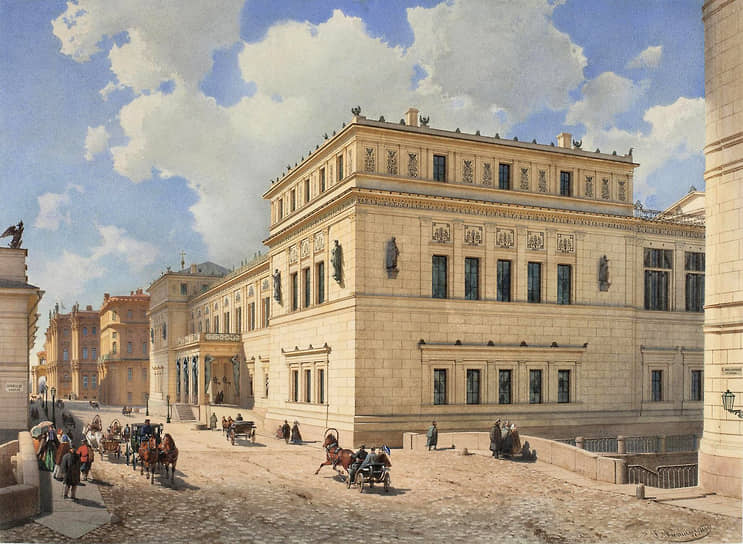 Новый Эрмитаж (1842–1851) — первое в России здание, изначально спроектированное как публичный музей (его и охраняют атланты). К середине XIX века разросшиеся императорские коллекции уже не помещались в старых зданиях. Николай I принял решение превратить закрытую сокровищницу в общедоступный национальный музей. Проектом занимался баварский архитектор Лео фон Кленце. Двери первого публичного музея России официально открылись 5 февраля 1852 года. Здесь впервые появились нумерованные залы с табличками, специальные отделы, внутреннее убранство (росписи, мозаичные полы, мебель)