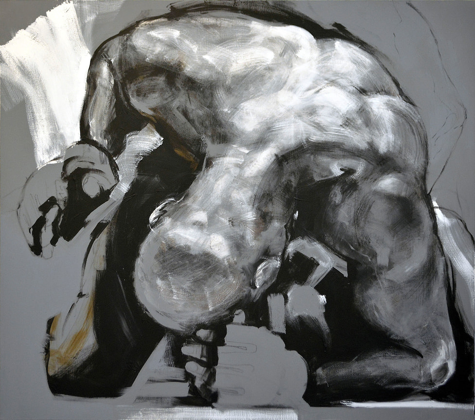 Арсений Блинов. «На коленях». Холст, акрил, уголь 