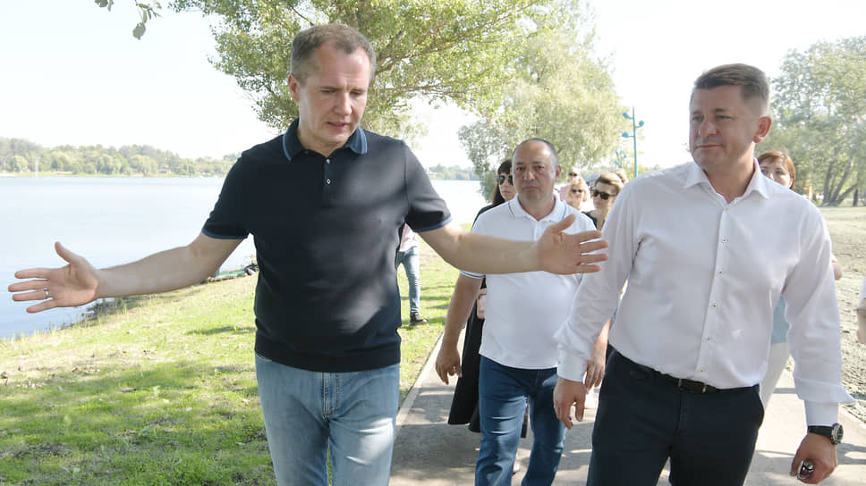 Губернатор Вячеслав Гладков (слева) и мэр Белгорода Валентин Демидов заверили, что благоустройство прибрежной территории в облцентре будет расширяться