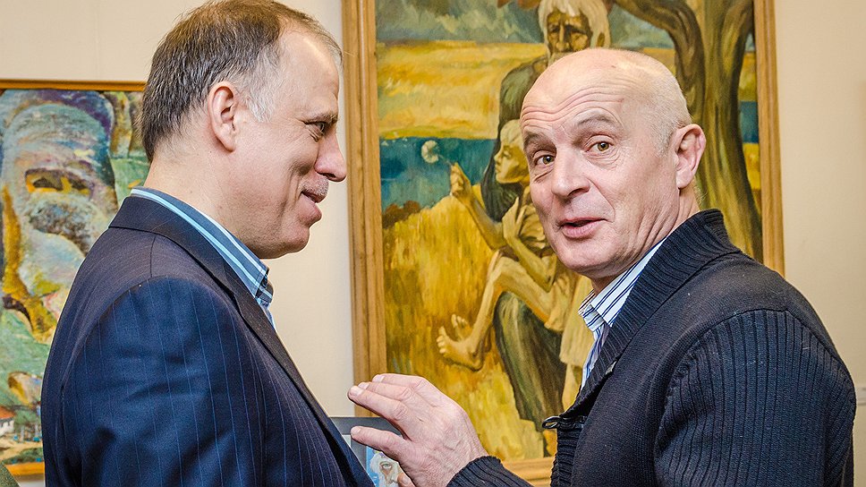 Александр Бубнов и общественный деятель Василий Шлыков на выставке Бориса Каткова в музее им. И.Н.Крамского 