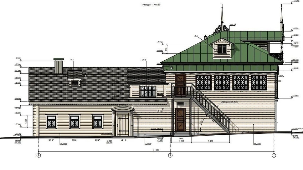 Эскиз реставрации здания в усадьбе Грешнево