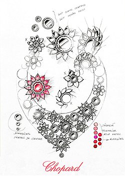 Эскиз каннской коллекции Chopard Red Carpet. Разработкой линии класса high jewelry, представляемой ежегодно в рамках Каннского кинофестиваля, занимается лично вицепрезидент Chopard Каролина Шойфеле