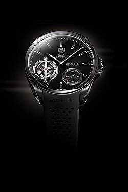 Новый часовой концепт TAG Heuer Grand Carrera Pendulum путешествует по миру на электрическом родстере TAG Heuer Tesla Motors