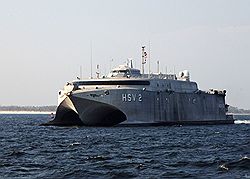 Новый корвет для российских ВМФ может быть спроектирован в виде катамарана, по примеру высокоскоростного австралийского корабля HSV-2