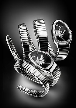 Bvlgari Serpenti 2012: черно-белый графический часовой этюд в стиле ар-деко 