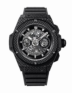 Hublot, King Power Unico All Black, 2012: хронограф с корпусом из титана диаметром 48 мм с композитными элементами. Мануфактурный механизм HUB 1240 с колонным колесом, функцией fly-back, указателем даты и запасом хода на 72 часа