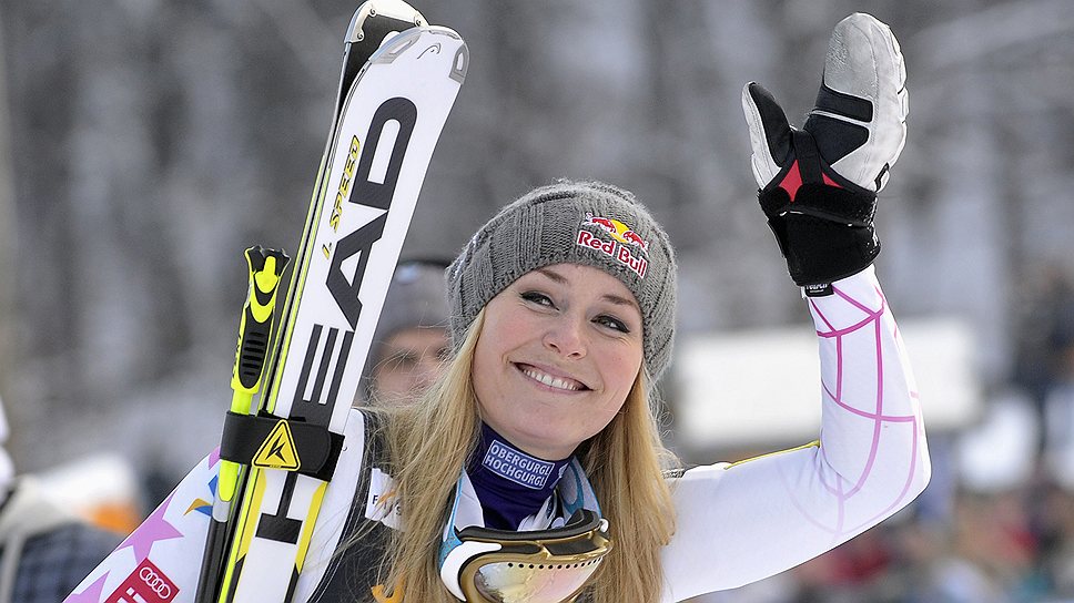 Американская горнолыжница Линдси Вон после победы на чемпионате мира по гигантскому слалому, Словения, январь 2013 года
