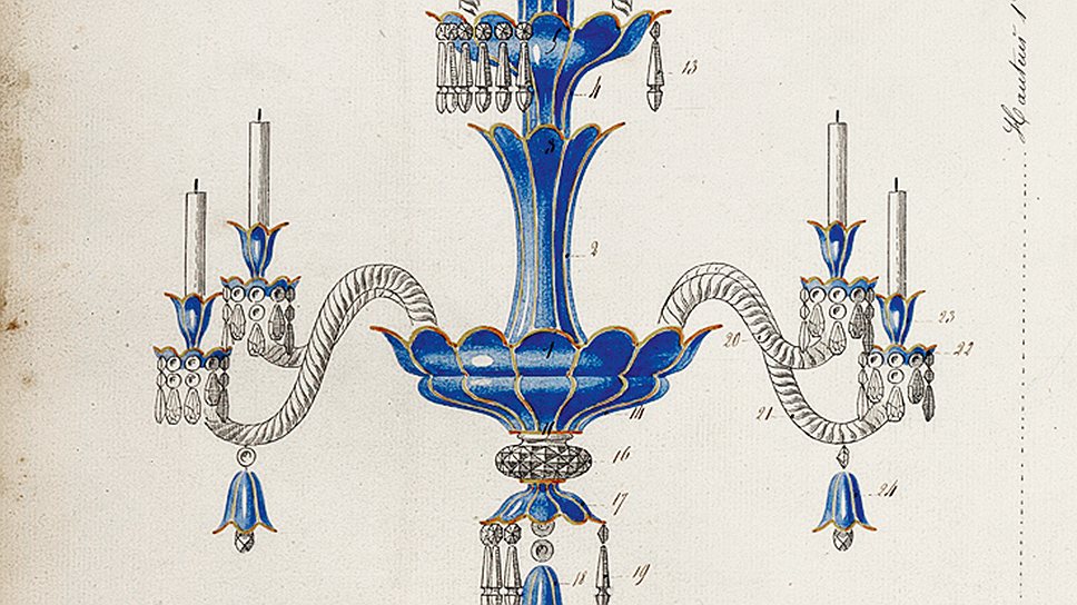 Эскиз люстры, 1858 год, архивы Baccarat
