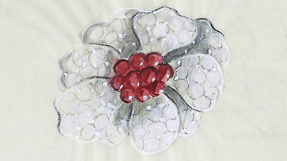 Van Cleef & Arpels, эскиз броши Pavot, заказ махарани Бароды