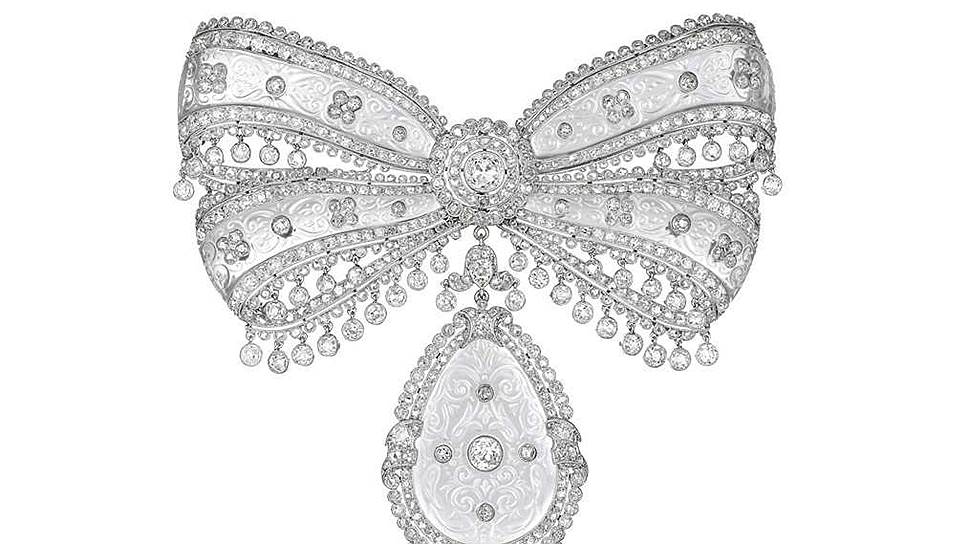 Cartier, корсажная брошь Cartier, золото, бриллианты, горный хрусталь, 1913 год, стенд Siegelson
