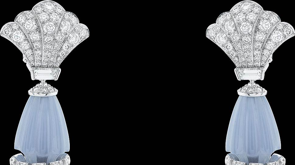 Van Cleef & Arpels, серьги Treasure of the sea, золото, рубеллиты, турмалины Paraiba-Type, аквамарины, халцедоны, жемчуг, бриллианты, Van Cleef & Arpels