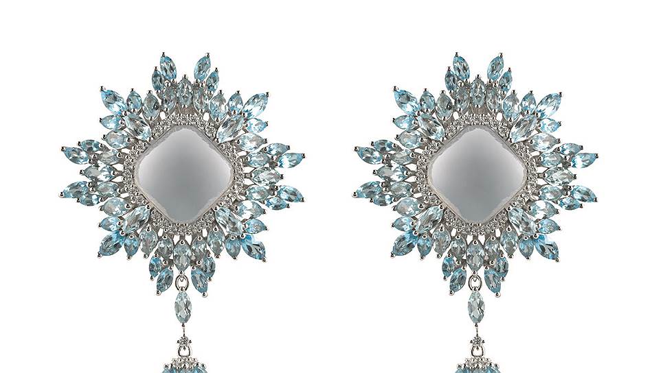 Damiani, серьги Vivaldi, золото, халцедоны, топазы, бриллианты, Damiani
