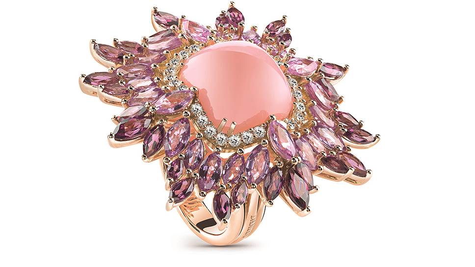 Damiani, кольцо Vivaldi, золото, опал, сапфиры, бриллианты, Damiani