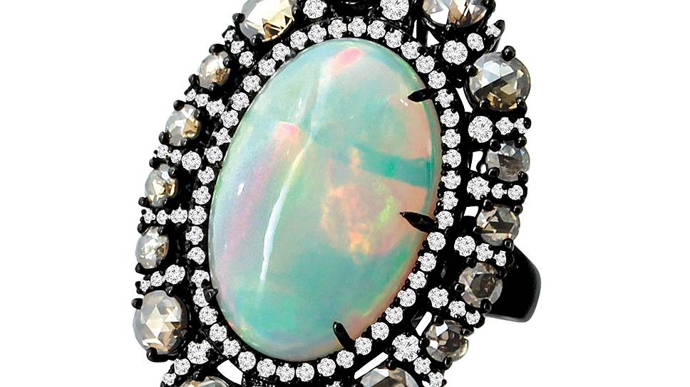 Sutra Jewels Кольцо, золото, бриллианты, опал, ЦУМ
