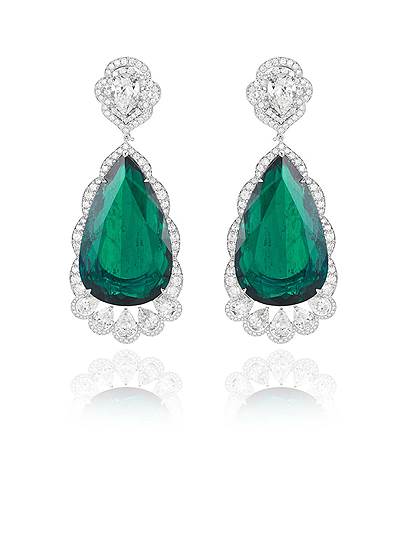 Серьги Red Carpet с колумбийскими изумрудами в 33 и 35 карат
