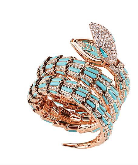 Bvlgari, золотые с бриллиантами часы Serpenti, почти точная реплика модели 1967 года
