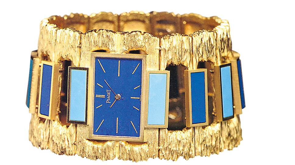 Золотые ювелирные часы-браслет Piaget с браслетом из поделочных камней, 1970