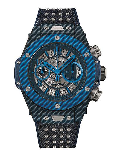 Модели мануфактурного хронографа Hublot, дизайн которых придумал Лапо Элкан, Big Bing Unico Italia Independent, отличаются цветом. 500 — в сером и еще столько же — в голубом 