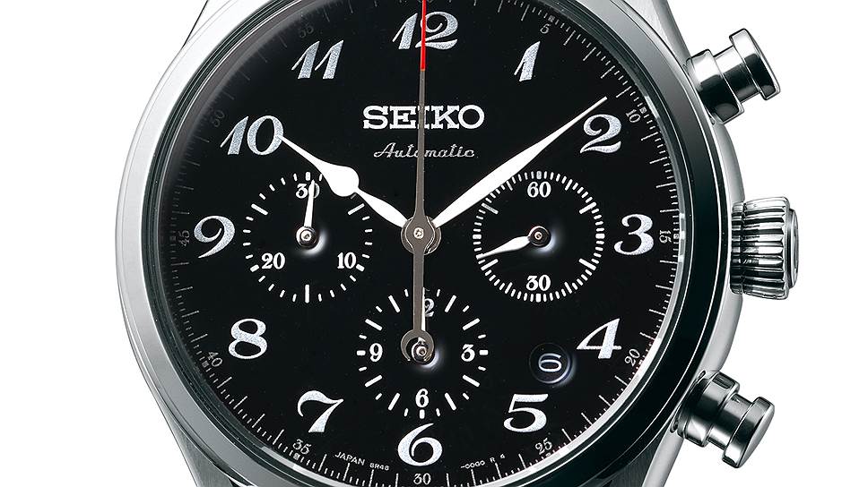 Seiko Presage. Лимитированная серия в честь 60-летней годовщины выпуска первых автоматических часов Seiko. Часы Presage с черным лаковым циферблатом "уруши". Часы Presage с индикатором запаса хода. Часы Presage с центральным индикатором запаса хода на браслете