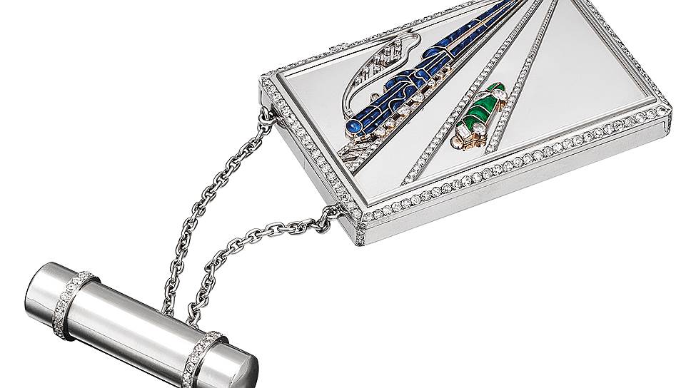 Van Cleef & Arpels, пудреница "Синий поезд": платина, изумруды, сапфиры, бриллианты. Париж, ок. 1931