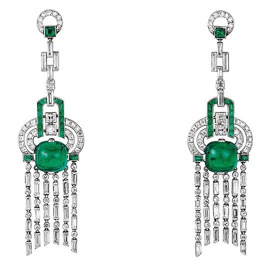 Van Cleef & Arpels, серьги: платина, изумруды, бриллианты. Париж, 1923