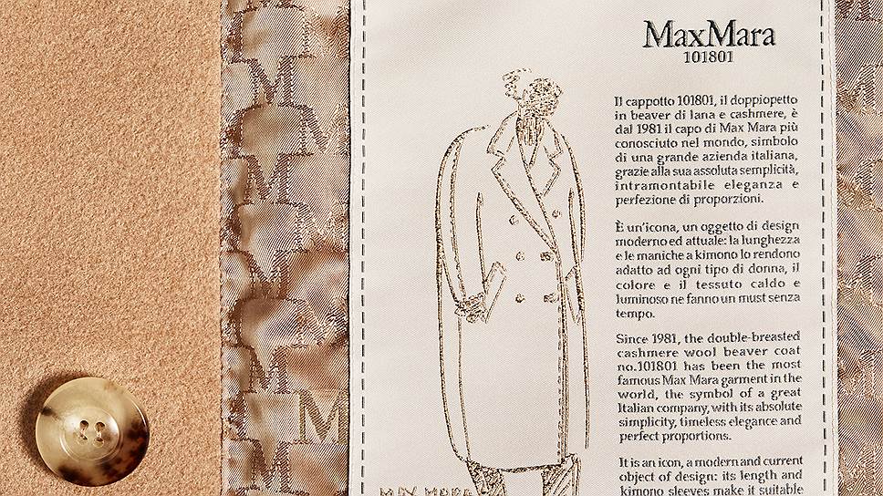 Скетч исторического пальто MaxMara 101801 на подкладке обновленной модели