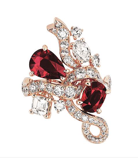 Кольцо Ruban, розовое золото, бриллианты и рубины, Dior Haute Joaillerie