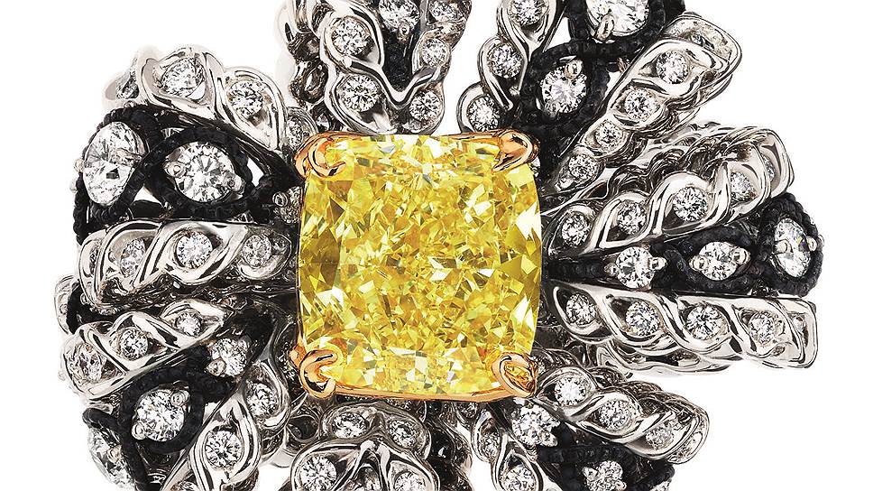 Кольцо Salon de Venus diamant jaune, белое золото, бриллианты и желтый бриллиант, Dior Haute Joaillerie