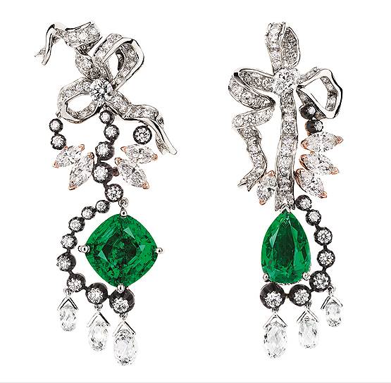 Серьги Salon de Diane, белое и розовое золото, бриллианты и рубины, Dior Haute Joaillerie