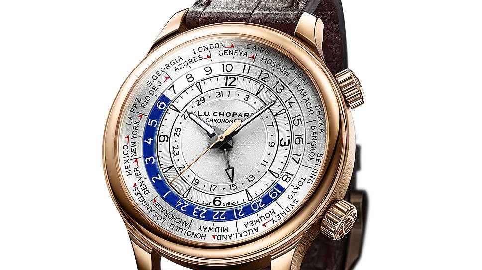 Chopard L.U.C Time Traveler One. Белый циферблат, золотой корпус