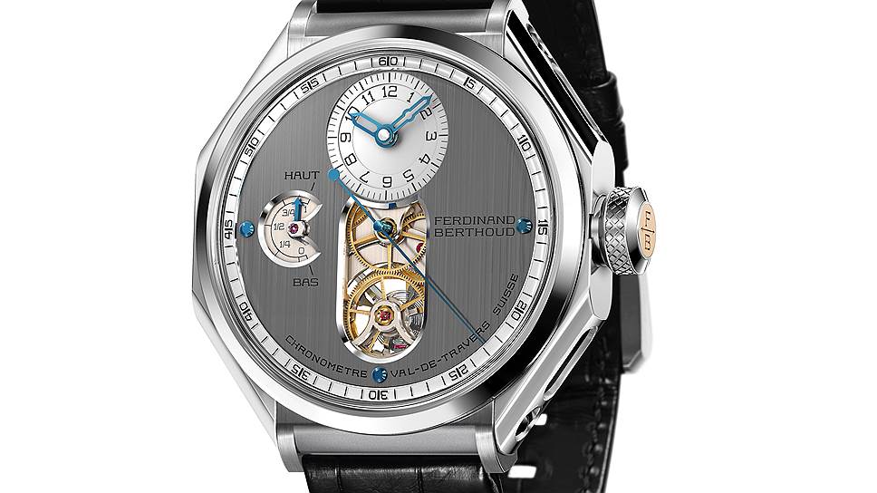 Ferdinand Berthoud Chronometre FB 1 — так звучит название часов, завоевавших в 2016 году "Золотую стрелку" Женевского конкурса. Механизм с ручным подзаводом FB-T.FC имеет центральный турбийон и устройство "постоянной силы" в виде фузеи с цепью