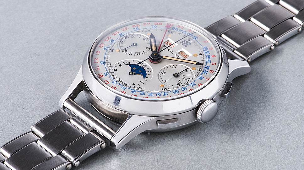 Breguet c хронографом и календарем в стальном корпусе. 1948 год. Эстимейт — 80-120 тыс. швейцарских франков. Итоговая цена — 286 тыс. швейцарских франков