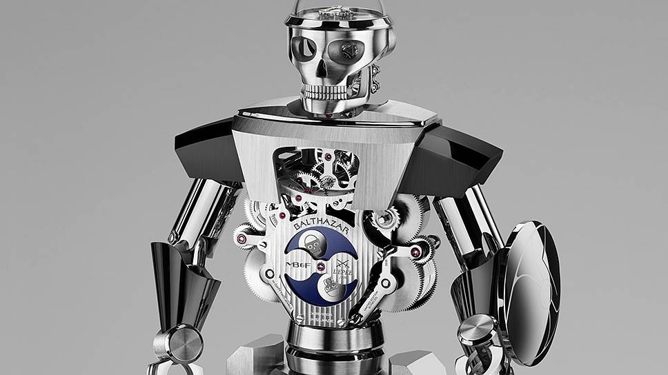 MB&F Melchior. Робот с часами вместо электронных мозгов по имени Мельхиор — результат сотрудничества Максимилиана Бюссера с именитыми создателями настольных часов L'Epee 1893. Часы превращены в игрушку. Кстати, в роду Бюссера мальчиков называли в честь волхвов — то Балтазар, то Мельхиор. Создатель MB&F — первый Максимилиан в семье, а свое имя он подарил часам