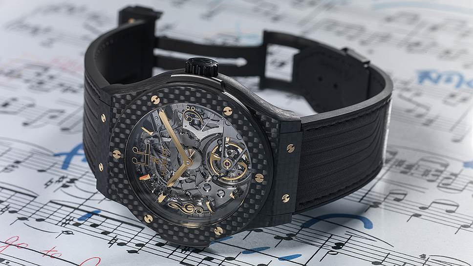 Hublot Classic. Fusion Tourbillon Cathedral Minute Repeater Carbon Lang Lang с корпусом из углепластика