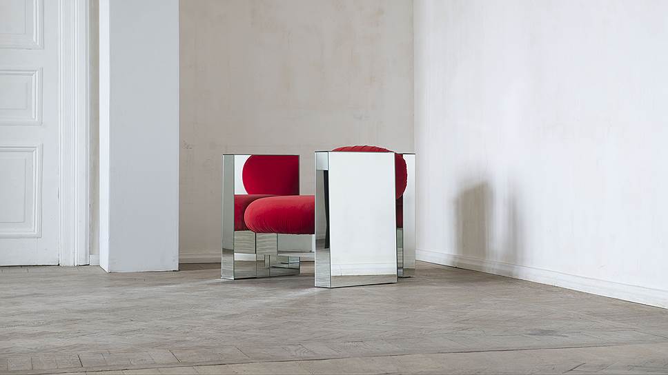Кресло Invisible Armchair, бархат, зеркальные вставки