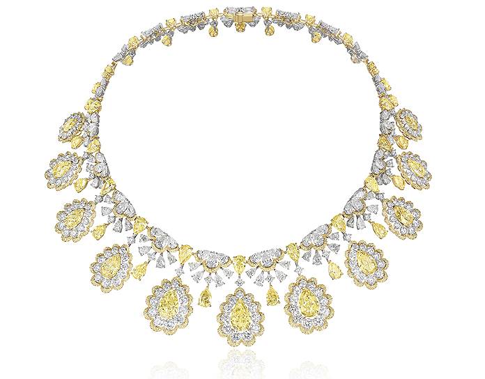 Chopard, колье Red Carpet, белое и желтое золото, желтые и бесцветные бриллианты