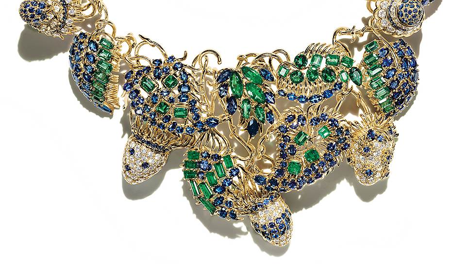 Tiffany & Co., колье Jean Schlumberger, золото, сапфиры, бриллианты, изумруды