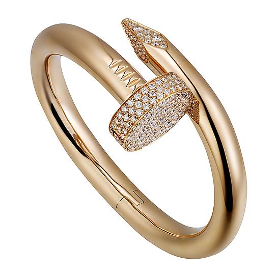Cartier, браслет Juste un Clou, розовое золото, бриллианты, голубой сапфир