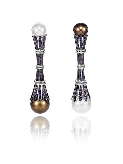 Chopard, серьги Red Carpet, жемчуг южных морей, аметисты, бриллианты