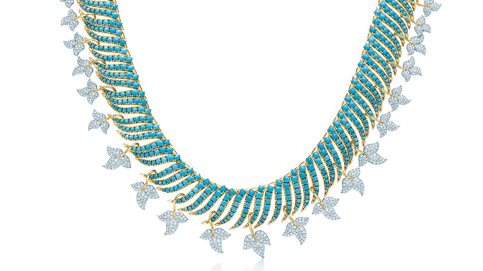 Tiffany & Co., колье Jean Schlumberger "Leaves", платина, золото, бирюза, бриллианты