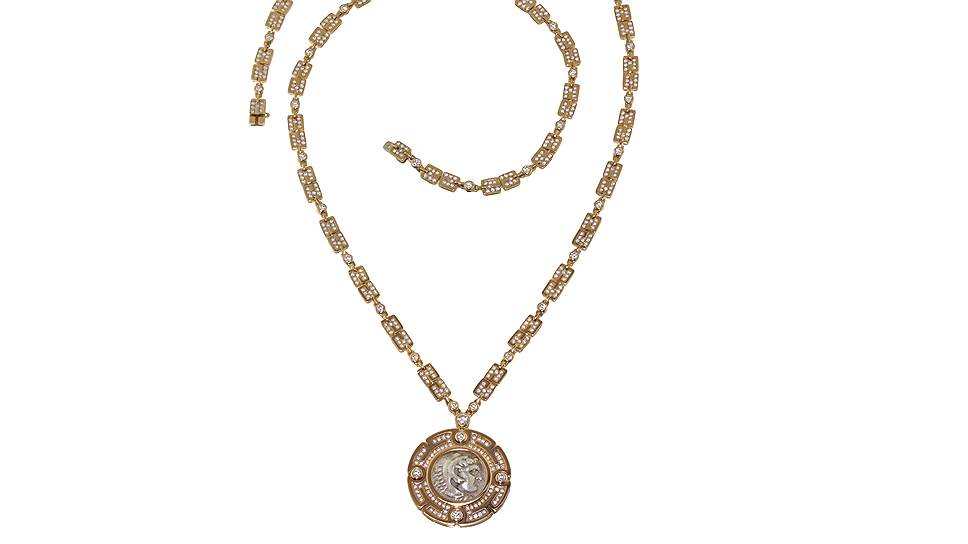 High Jewellery колье Monete, розовое золото, серебряная монета 336-323 годов до н. э., бриллианты, паве из бриллиантов