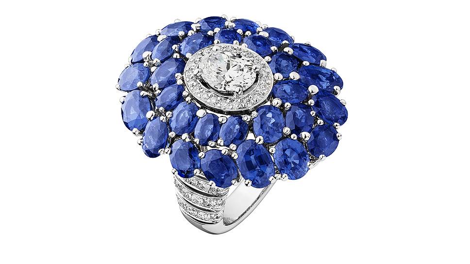 Кольцо Deep Blue, белое золото, сапфиры, бриллианты
