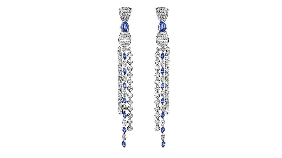 Серьги Sapphire Stripes, белое золото, сапфиры, бриллианты