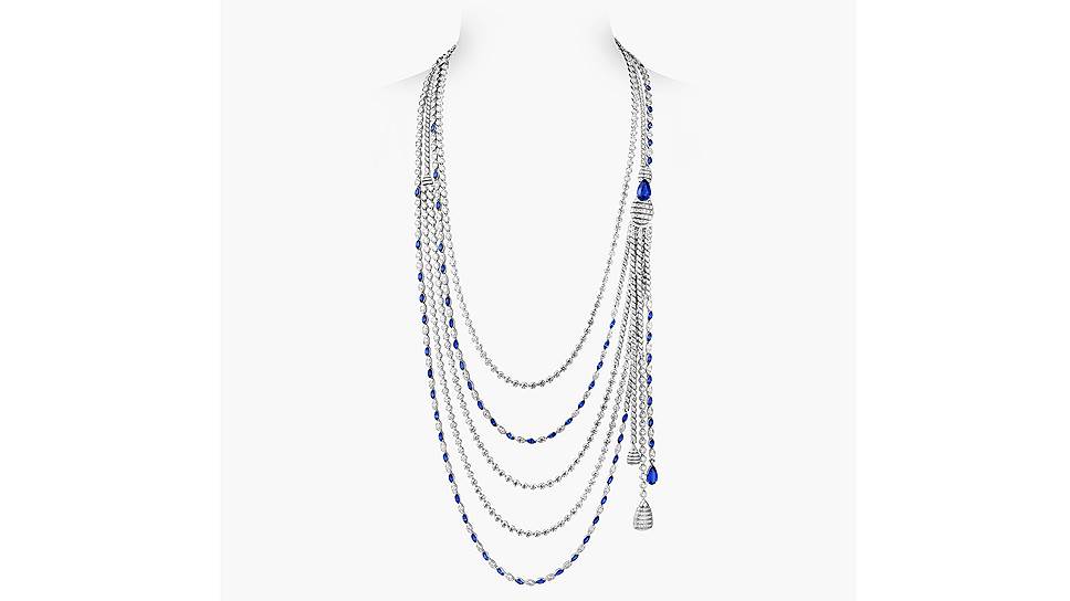 Колье Sapphire Stripes, белое золото, сапфиры, бриллианты