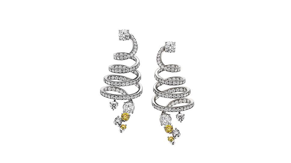 Серьги Vite, белое золото, желтые и белые бриллианты