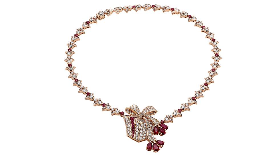 Колье Precious Gift, розовое золото, рубины, бриллианты