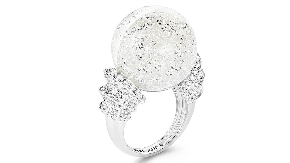 Кольцо Boule de Neige, белое золото, горный хрусталь, бриллианты