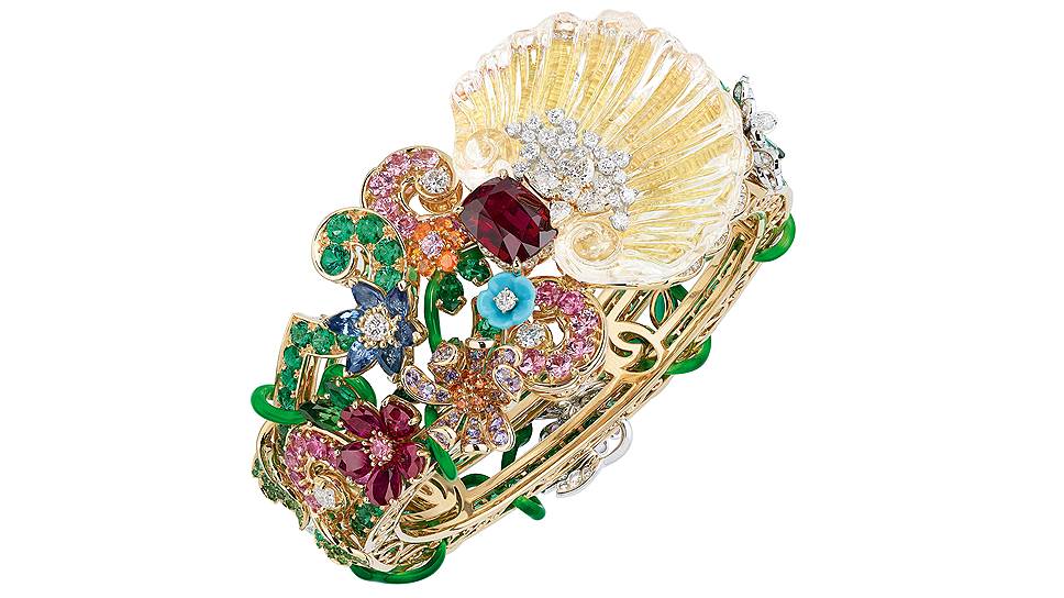 Браслет Bosquet de la Salle de Bal Rubis, желтое золото, горный хрусталь, изумруды, рубины, сапфиры, гранаты, бирюза, белые и желтые бриллианты