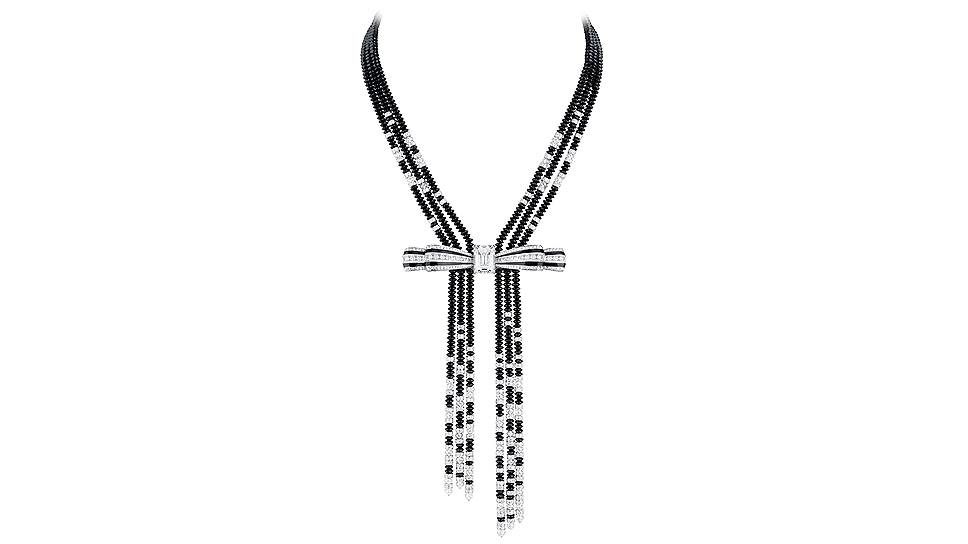 Boucheron, колье Lumiere de Nuit, белое золото, оникс, черный лак, бриллианты