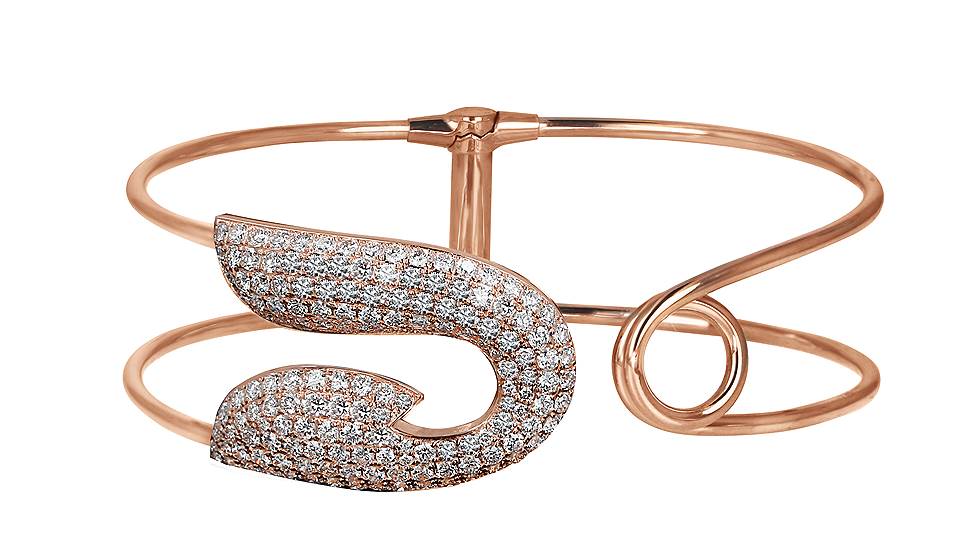 Jacob&Co, браслет Safety Pin, розовое золото, бриллианты